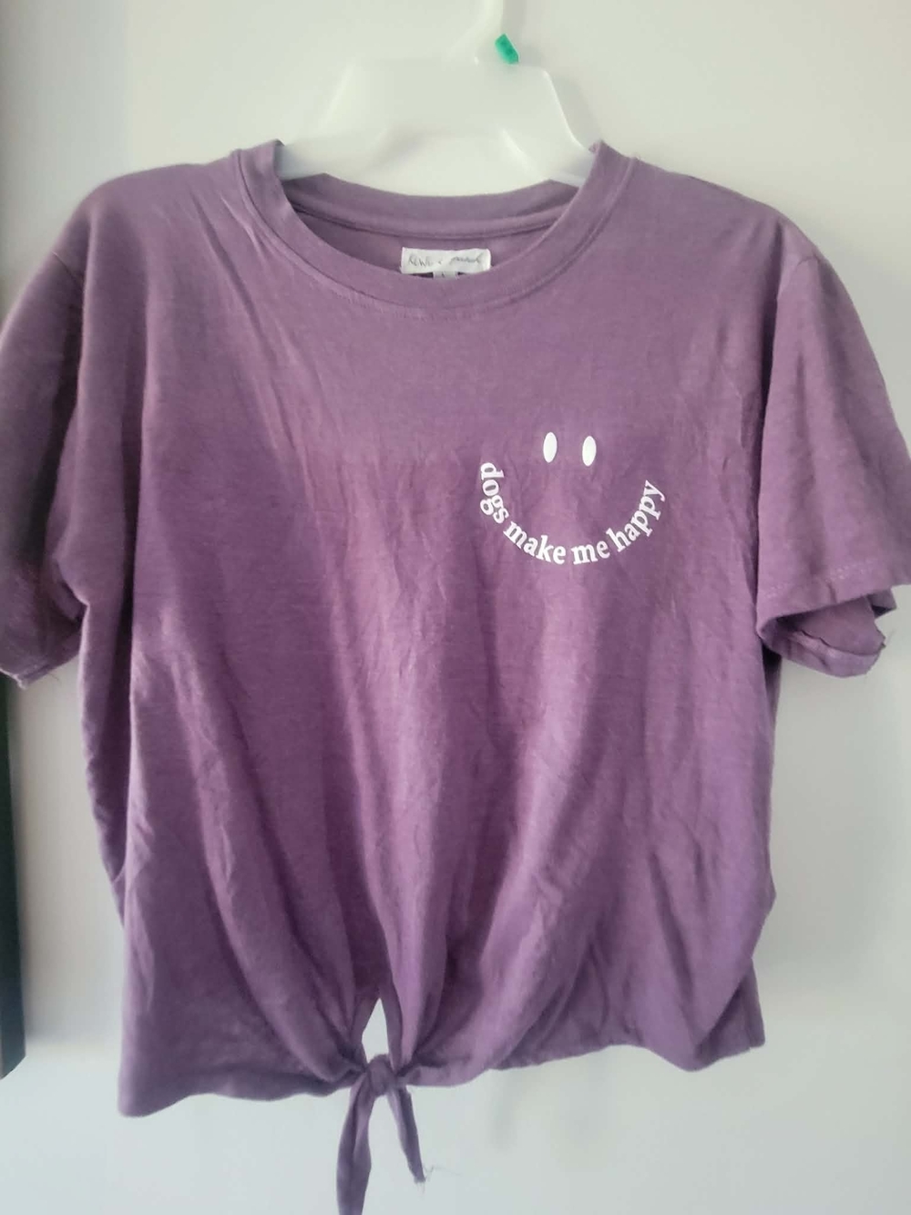 Purple 'Dogs Make Me Happy' Tie-Front Tee